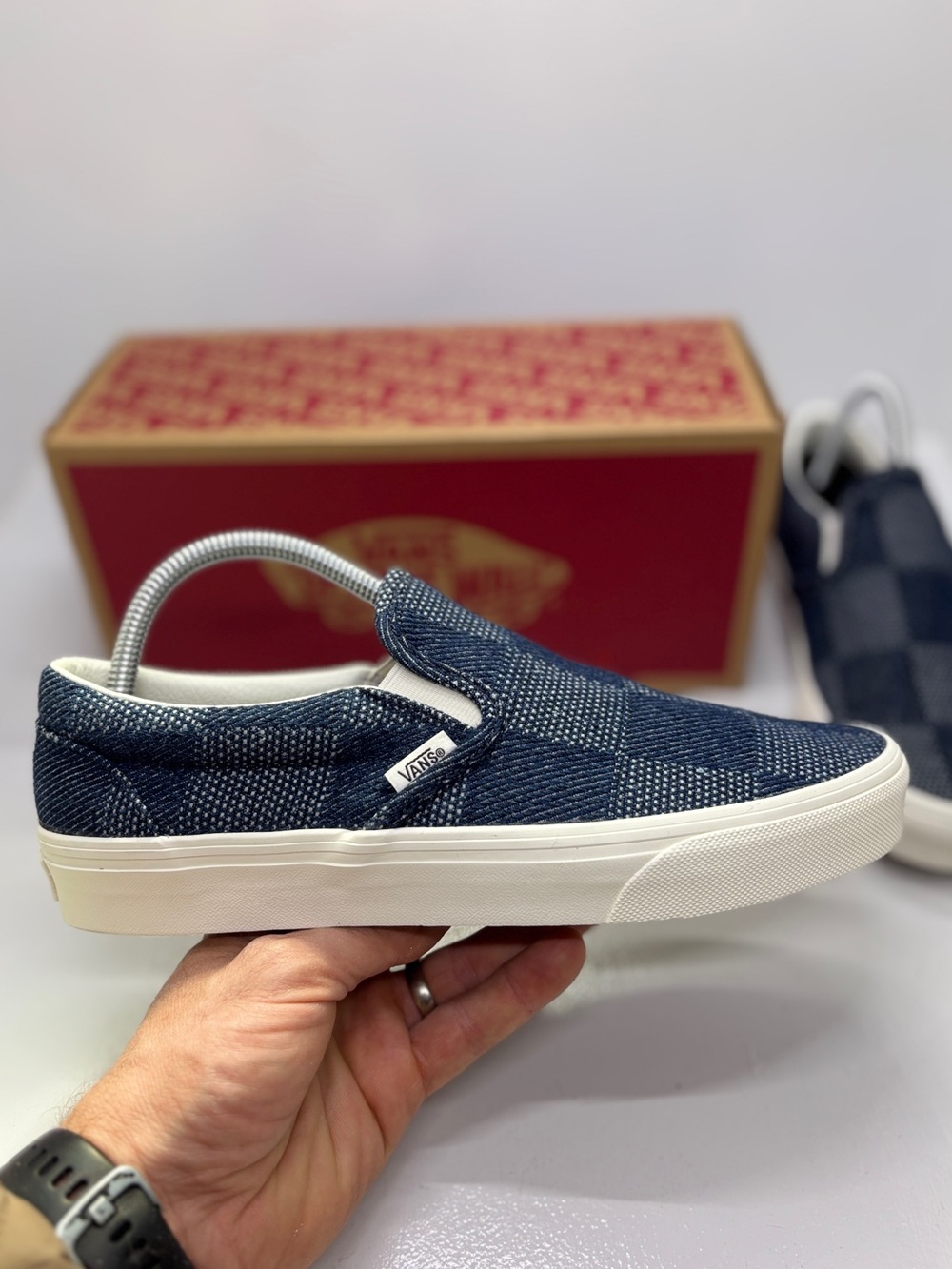 Vans Classic Slip-On Checkerboard Denim Blue Sneakers Men's 8 Women's 9.5 EU 40. - Picture 10 of 10